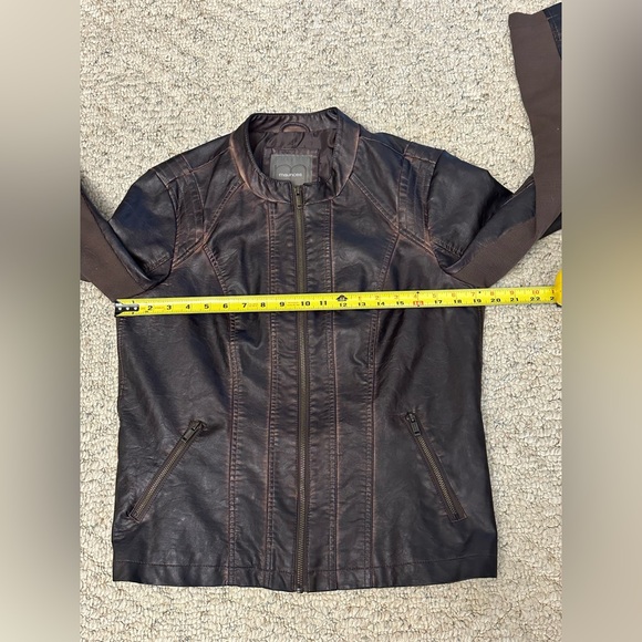 Maurice’s Faux Brown Leather Jacket Full Zip Size Large - Picture 9 of 15
